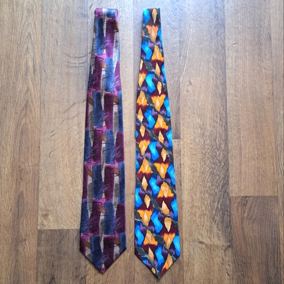 Jerry Garcia Silk Neck Ties collectors bundle 2 pack multi color EUC NWOT - Picture 1 of 14